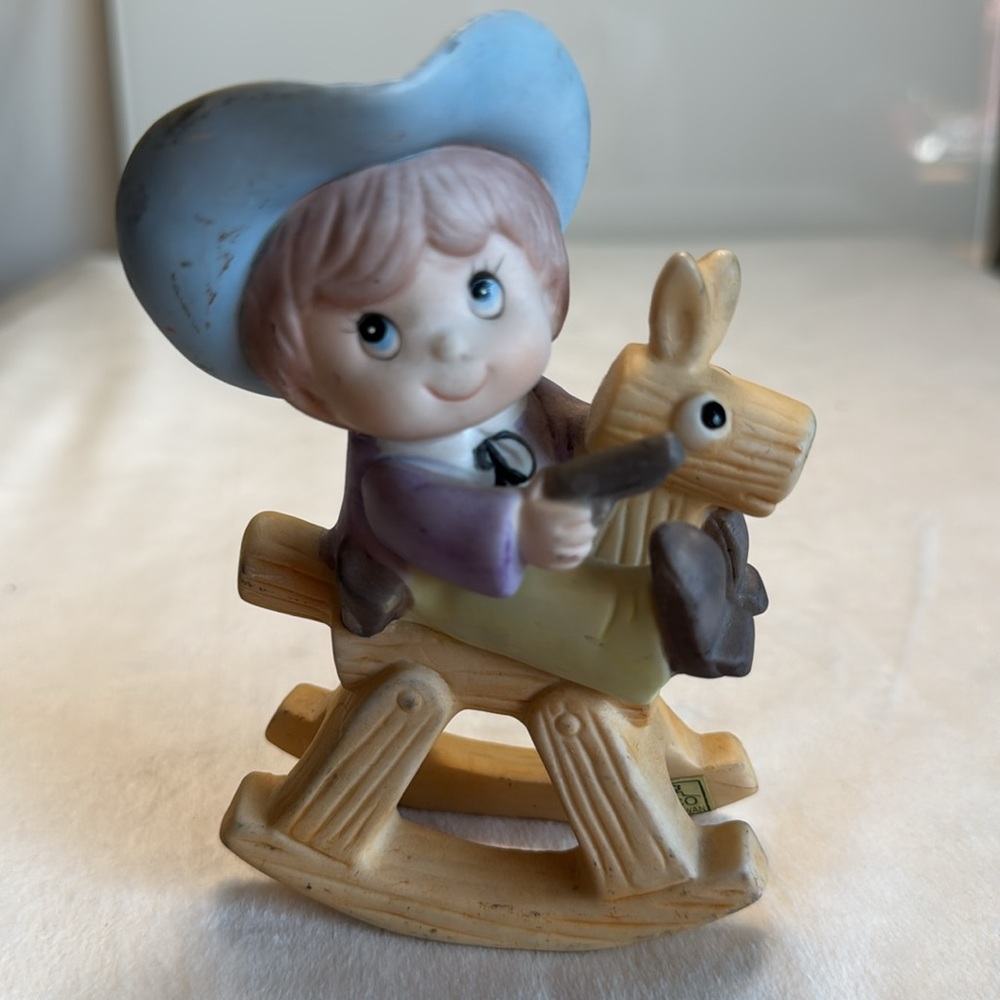 Vintage Homco Cowboy Rocking Horse figurine